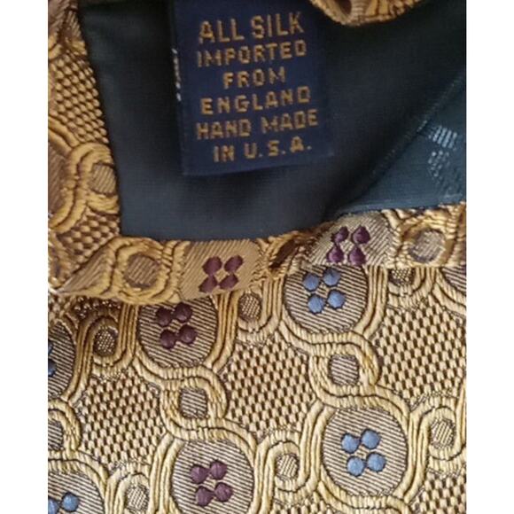 GITMAN BROS Tie Gold Blue 3”x 59” 100% Silk Made USA Excl’t Cond - Picture 3 of 4